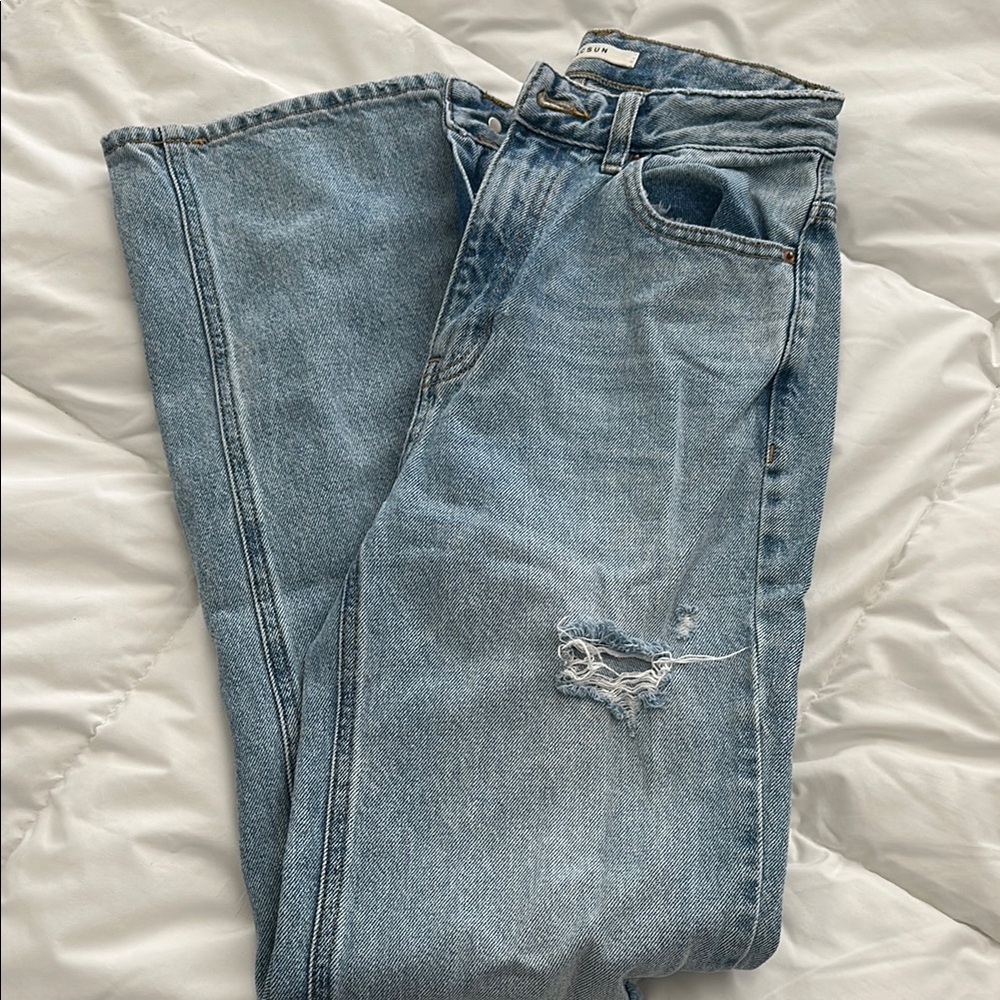 Stylish Light Blue Distressed Jeans